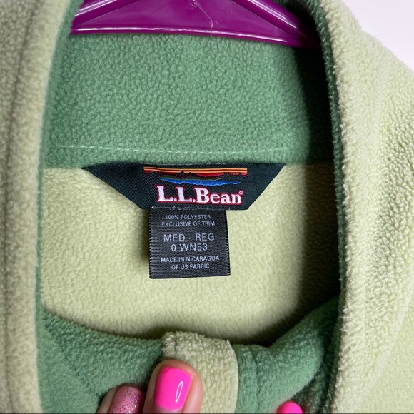 L.L Bean green fleece zip up vest sz M - Picture 5 of 7